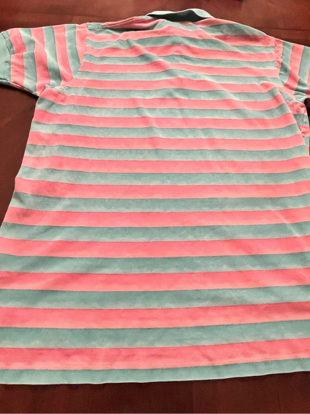 Vintage Ralph Lauren Striped Polo in Mint Green & Coral Pink